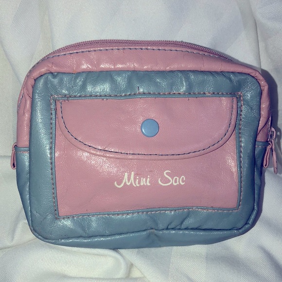 Vintage Mini Sac by Roger Gimbel Accessories in Mauve Pink & Light Blue Gray - Picture 3 of 5
